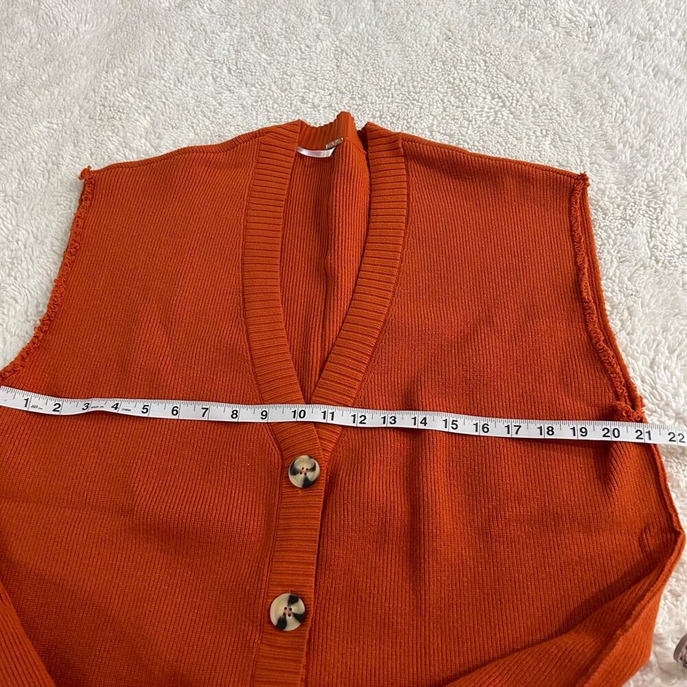 Free People Womens Orange Oversized Sweater Vest Sz M Boho Indie Tomato Granola - Picture 4 of 6